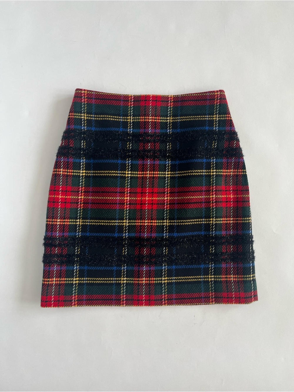 J. Crew Red Tartan Plaid Mini Skirt with Navy & Green